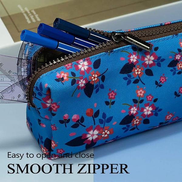 Imagem de LParkin Floral Zíper Bolsa Lápis Case Professor Presente Flor Lona Caneta Saco Gadget Caixa de Bolsa Caixa Estacionária Maquiagem Saco Cosmético