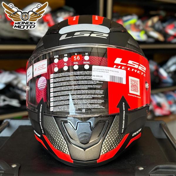 Imagem de Ls2 capacete rapid ff353 doom matte blk/red 56/s