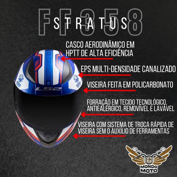 Imagem de Ls2 capacete rapid ff353 stratus blue/red/white 56/s