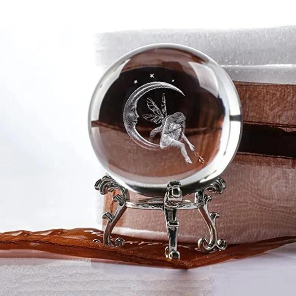 Imagem de Lua Menina Jóias De Cristal 3d Bola Decorativa Redonda Presente Do Feriado Ornamento De Mesa Para