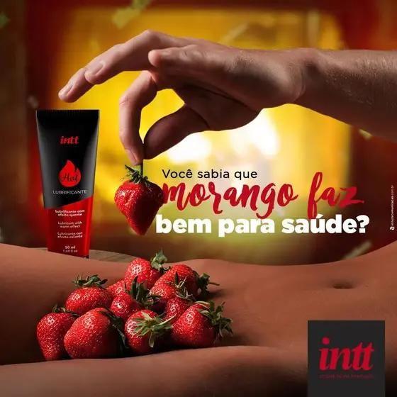 Imagem de Lubrificante Intimo Esquenta Beijavel Hot Morango 50ml Intt