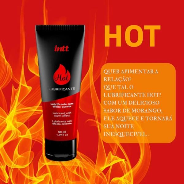 Imagem de Lubrificante Intimo Esquenta Beijavel Hot Morango 50ml Intt