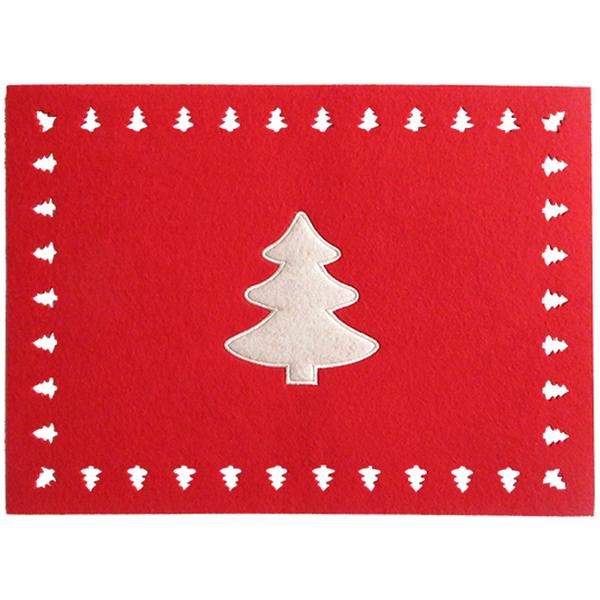 Imagem de Lugar americano retangular vermelho de natal decorativo de mesa posta - toalha americana