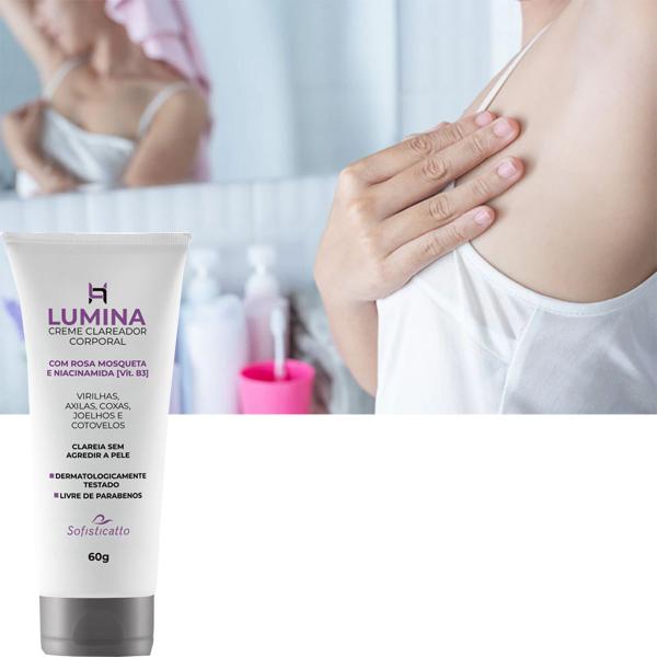 Imagem de Lumina Clareador Virilha Axilas e Desodorante AntiTranspirante e Esfoliante Corporal Hidratação Skin care intima Kit