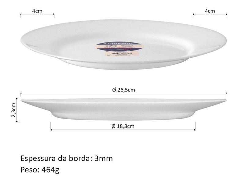 Imagem de LUMINARC EVERYDAY PRATO RASO 3x27x27cm VIDRO TEMPERADO BRANCO 6PÇ