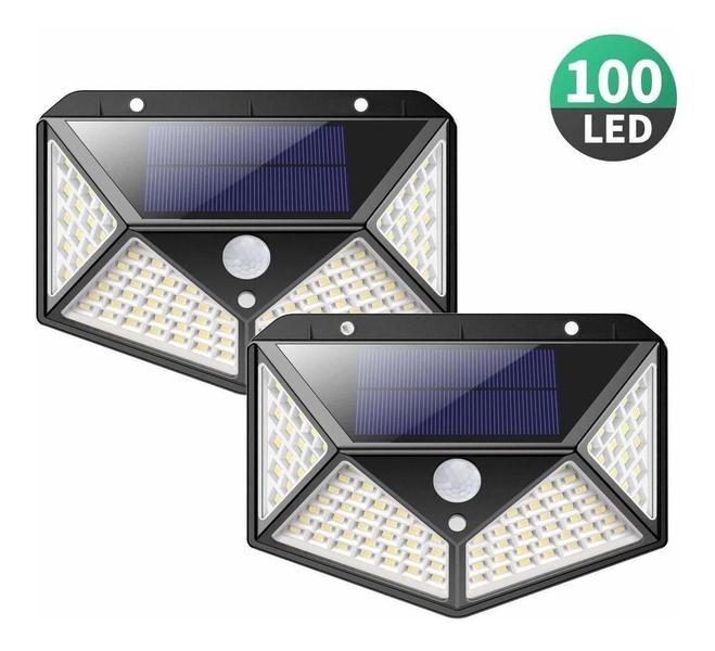 Imagem de Luminária 100 Leds Com Sensor De Presença Arandela Solar