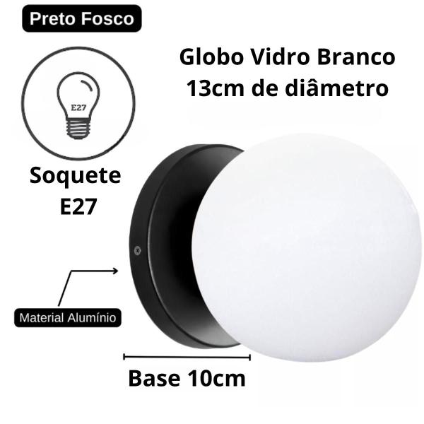 Imagem de Luminária 13cm Globo Vidro Jabuticaba Arandela Parede Teto Gimpo GM13-PAI