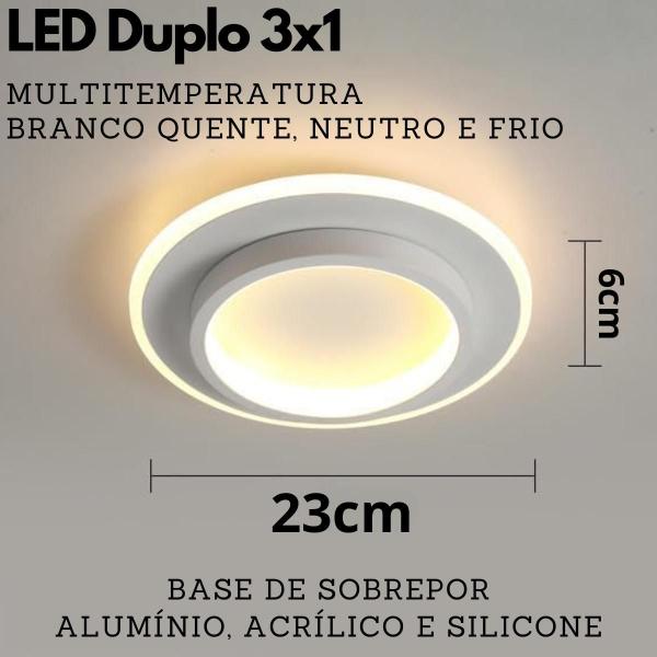 Imagem de Luminária 23X6Cm Arandela Lustre Plafon 24 Watts Led Duplo