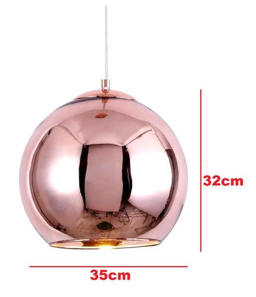 Imagem de Luminária 40Cm Bola Led Espelhada Rose Gold Gimpo Mh601-40Rg