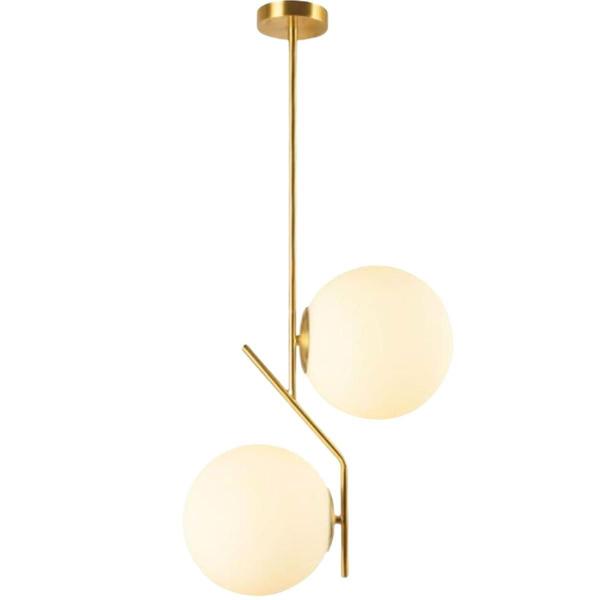 Imagem de Luminária 67Cm Pendente Jabuticaba 2 Globos Vidro Dourado