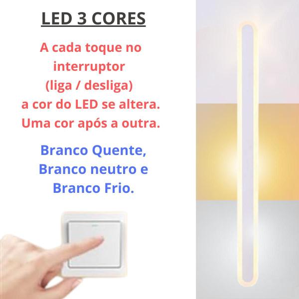 Imagem de Luminária 80cm Barra LED 42 Watts Arandela Parede Teto Gimpo KJBD-165-80CM-PAI