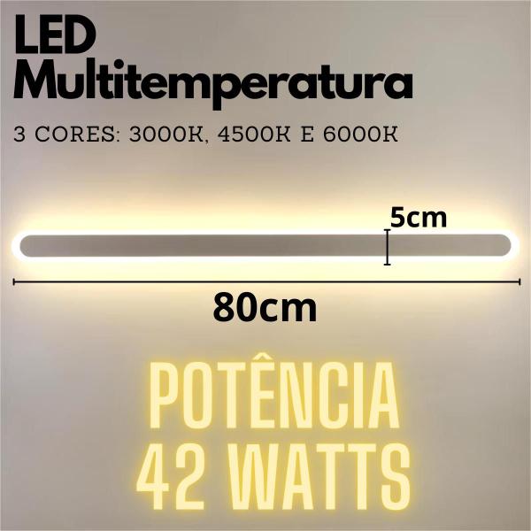 Imagem de Luminária 80cm Barra LED 42 Watts Arandela Parede Teto Gimpo KJBD-165-80CM