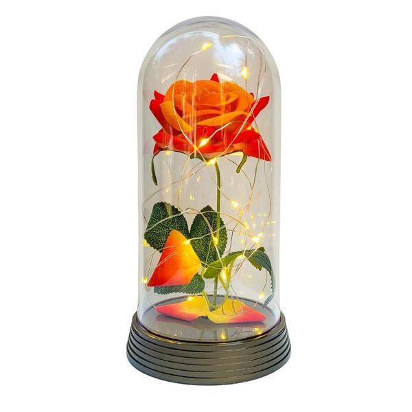 Imagem de Luminária A Rosa Encantada Laranja 20 Cm Base Ouro Quente