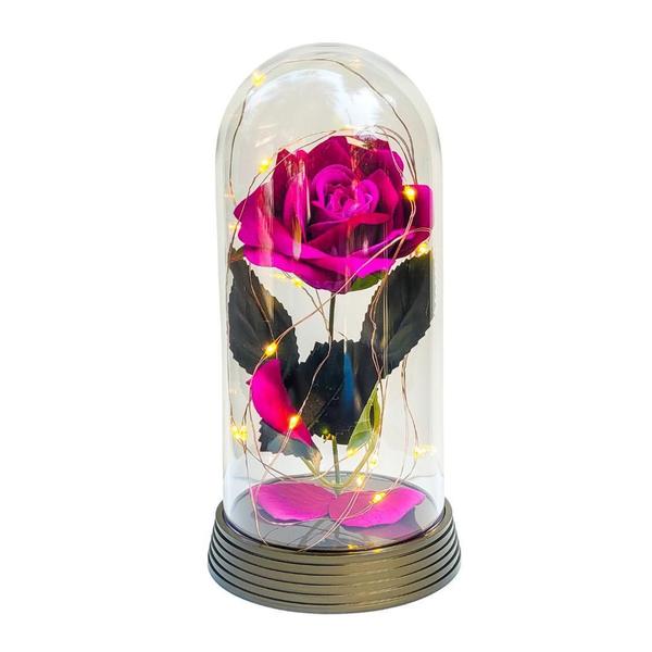 Imagem de Luminária A Rosa Encantada Roxo Base 20 Cm Ouro Quente