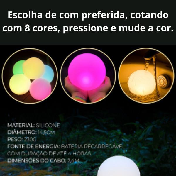 Imagem de Luminaria abajour bola portatil de led para piscina praia luar à prova de água