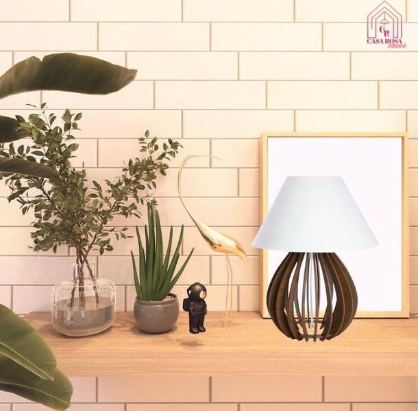 Imagem de Luminária Abajour Mdf Marrom 30x15 Mesa Decoração / 1 A