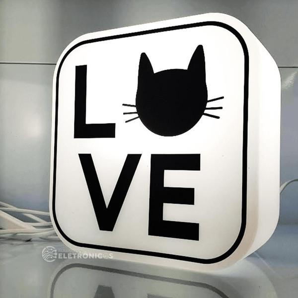 Imagem de Luminária Abajur Box De Mesa Gato Love 10010710B