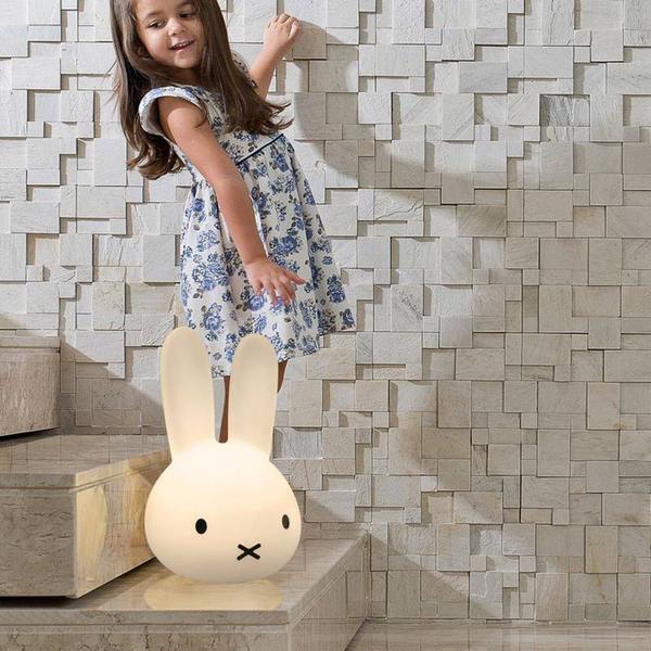 Imagem de Luminária Abajur Cabeça Miffy 36cm Grande Coelho Branco