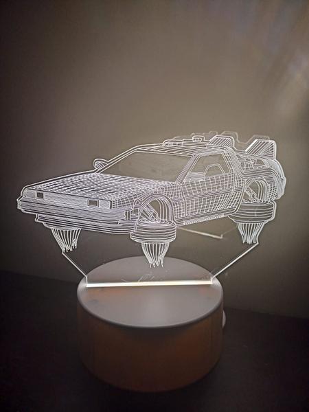 Imagem de Luminária Abajur Carro de Volta para o Futuro Led 3d Mesa Quarto Namorado Luz Presente Pai Filho Avo Ilusão Optica