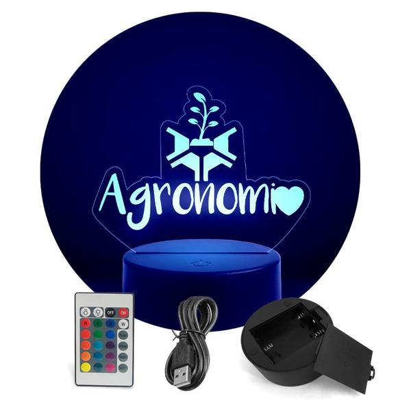 Imagem de Luminária Abajur Cursos - Agronomia v2 RGB Controle + Toque