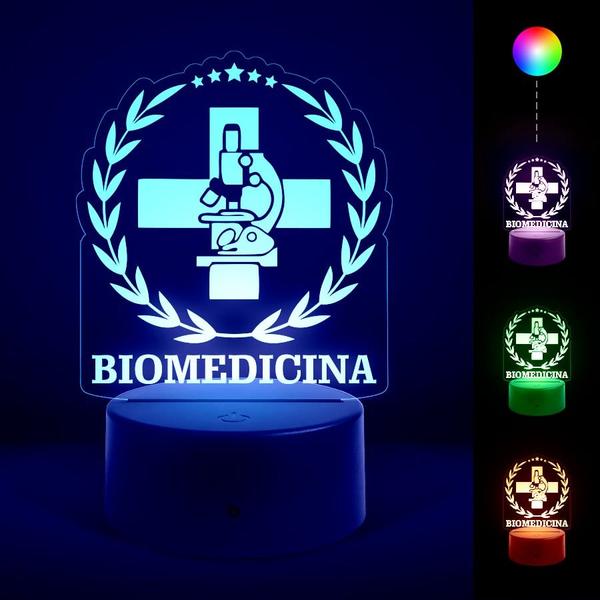 Imagem de Luminária Abajur Cursos - Biomedicina RGB Controle + Toque