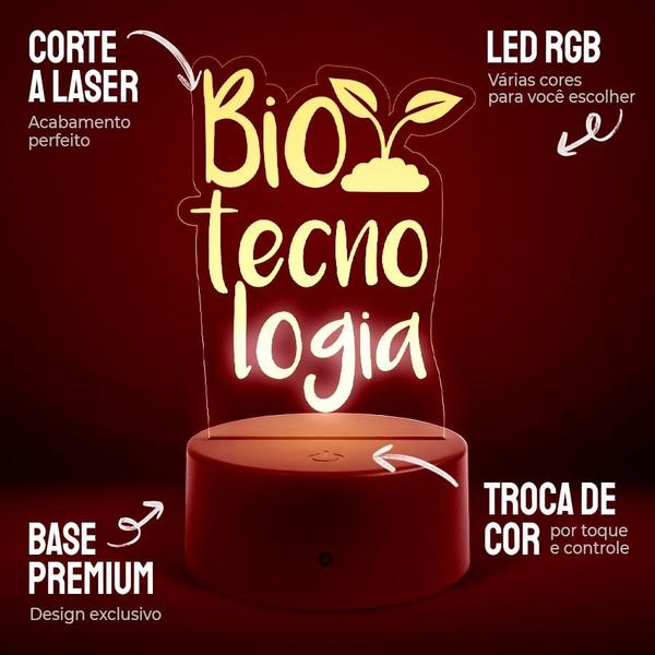 Luminária Abajur Cursos - Biotecnologia 2 RGB Controle+Toque - ShopC Imagem de Luminária Abajur Cursos - Biotecnologia 2 RGB Controle+Toque