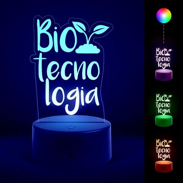 Luminária Abajur Cursos - Biotecnologia 2 RGB Controle+Toque - ShopC Imagem de Luminária Abajur Cursos - Biotecnologia 2 RGB Controle+Toque