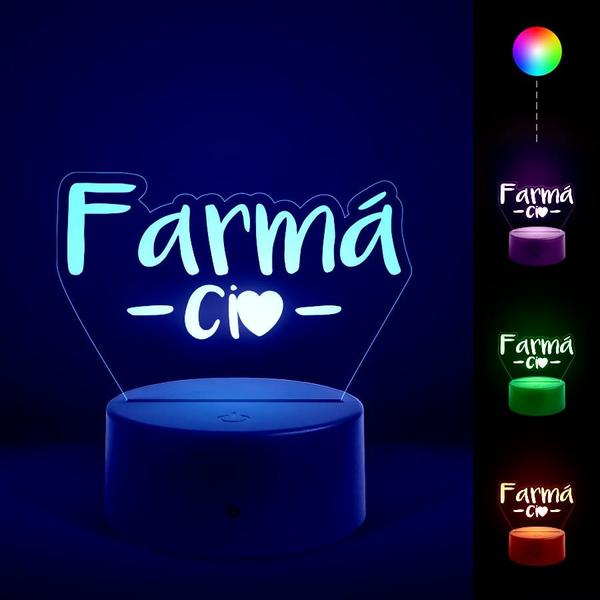 Imagem de Luminária Abajur Cursos - Farmácia RGB Controle + Toque