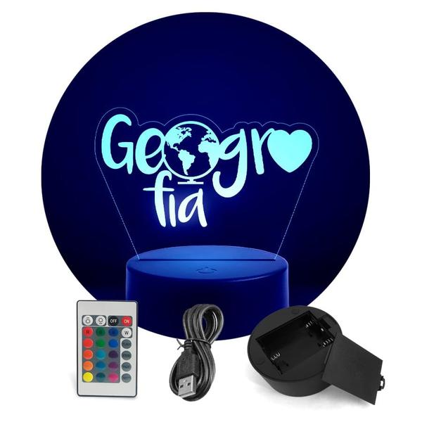 Luminária Abajur Cursos - Geografia RGB Controle + Toque - ShopC Imagem de Luminária Abajur Cursos - Geografia RGB Controle + Toque