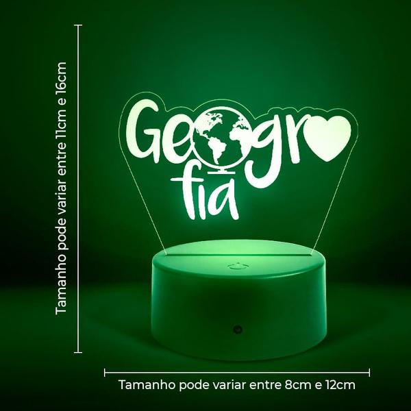 Luminária Abajur Cursos - Geografia RGB Controle + Toque - ShopC Imagem de Luminária Abajur Cursos - Geografia RGB Controle + Toque