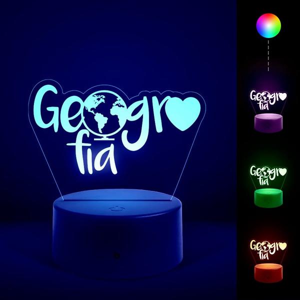 Luminária Abajur Cursos - Geografia RGB Controle + Toque - ShopC Imagem de Luminária Abajur Cursos - Geografia RGB Controle + Toque