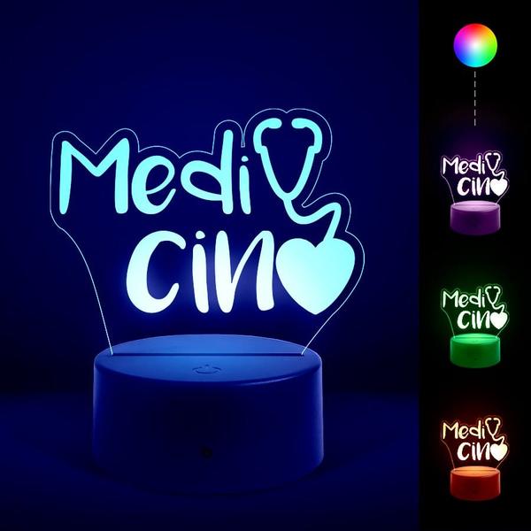 Luminária Abajur Cursos - Medicina v2 RGB Controle + Toque - ShopC Imagem de Luminária Abajur Cursos - Medicina v2 RGB Controle + Toque