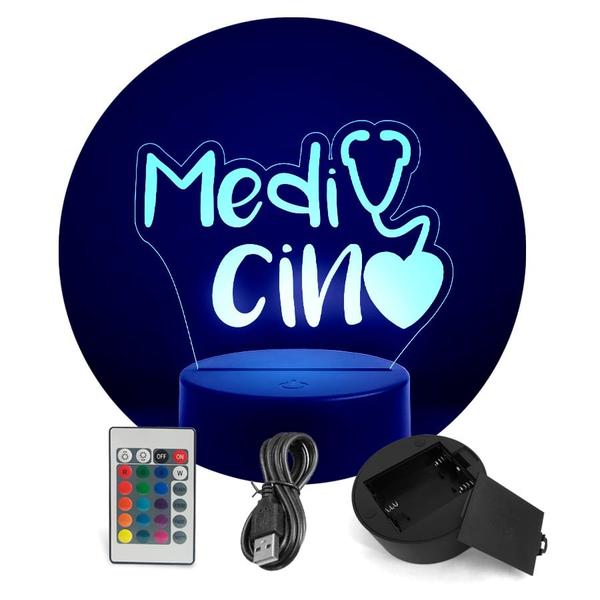 Luminária Abajur Cursos - Medicina v2 RGB Controle + Toque - ShopC Imagem de Luminária Abajur Cursos - Medicina v2 RGB Controle + Toque