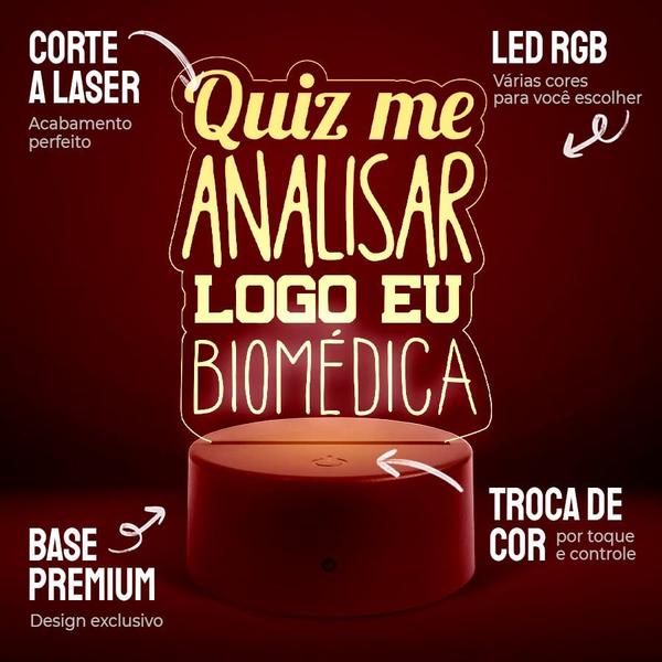 Imagem de Luminária Abajur Cursos - Quis me Analisar - Biomédica RGB