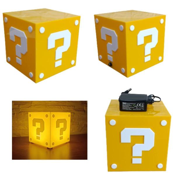 Imagem de Luminaria Abajur De Mesa Amarelo Branco Mario Bros Grande