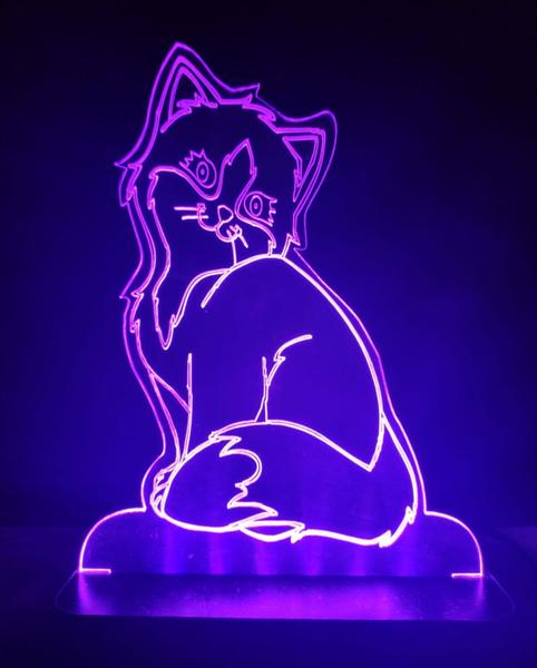 Imagem de Luminária Abajur de Mesa em Acrílico Gatinha Dengosa - Presente