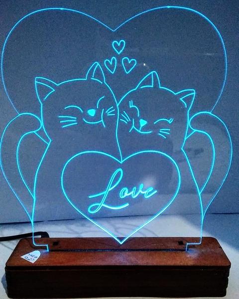 Imagem de Luminária abajur de mesa GATOS DO AMOR 