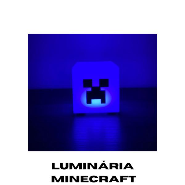 Imagem de Luminária Abajur De Mesa Quarto Minecraft AZUL Geek Decorativo Presente