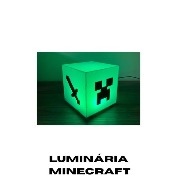 Imagem de Luminária Abajur De Mesa Quarto Minecraft  VERDE Geek Decorativo Presente