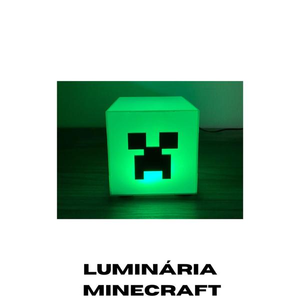 Imagem de Luminária Abajur De Mesa Quarto Minecraft  VERDE Geek Decorativo Presente