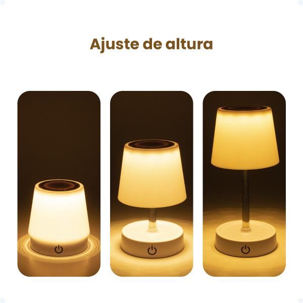 Imagem de Luminária Abajur De Quarto Clássico Recarregável LED Touch