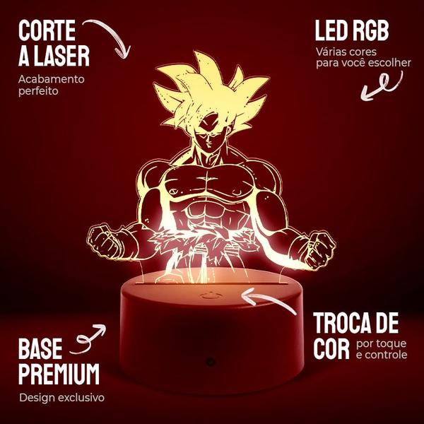 Imagem de Luminária Abajur Dragon Ball Goku Instinto Superior RGB