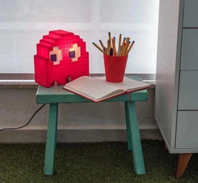 Imagem de Luminária Abajur Fantasminha Pacman Vermelho Original Games