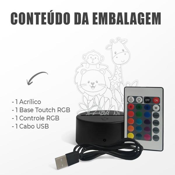 Imagem de Luminária Abajur Fazendinha fofinhos RGB Controle + Toque