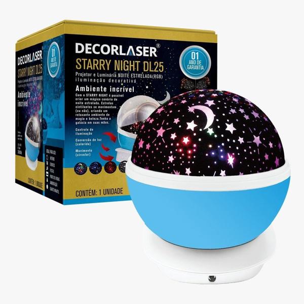 Imagem de Luminária Abajur Gira Projetor Estrelas LED RGB Starry Night Decorlaser