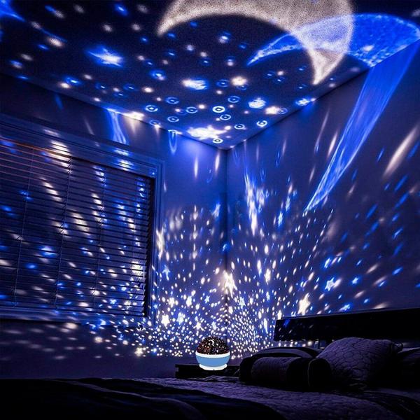 Imagem de Luminária Abajur Gira Projetor Estrelas LED RGB Starry Night Decorlaser