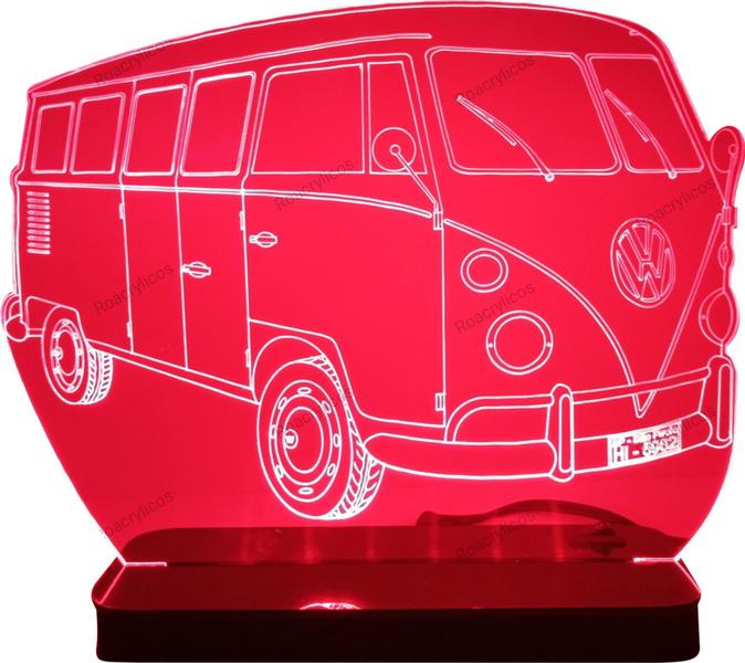Luminária Abajur Led de Mesa Acrílico Perua Kombi ano 74 - Passageiro - Roacrylicos Imagem de Luminária Abajur Led de Mesa Acrílico Perua Kombi ano 74 - Passageiro