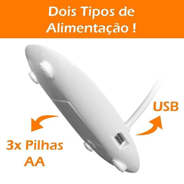 Imagem de Luminaria Abajur Led De Mesa Flexivel Touch Usb Pilha Branco