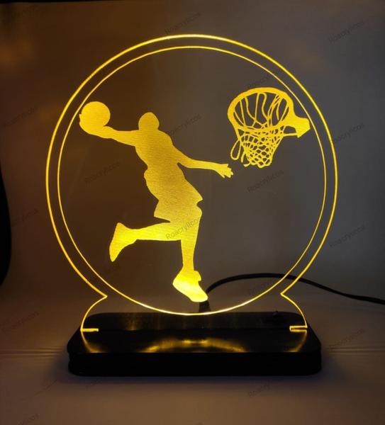 Imagem de Luminária Abajur Led em Acrílico  Decorativa de Mesa Jogador de Basquete