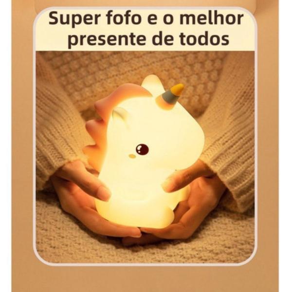 Imagem de Luminária Abajur Led Unicórnio Touch Silicone Luz Recarregável Ubs Infantil Fofo